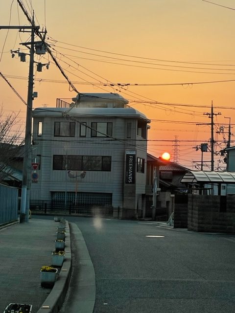 事務所　夕日